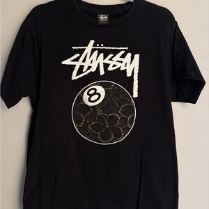 Stussy Black Tee with White Logo